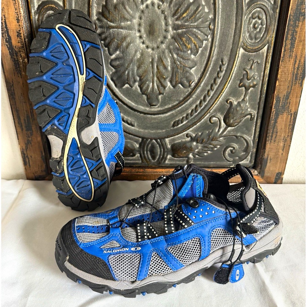 Salomon Techamphibian Water Shoes Mesh Trail Contagrip Blue Gray Mens Sz 10